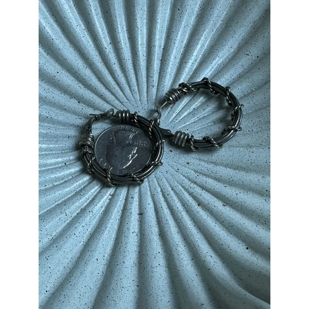 BOGO FREE BARB WIRE ROCKER HOOP EARRINGS